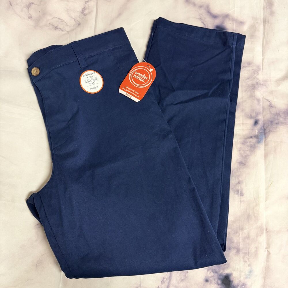 Wonder Nation Boys Husky Blue School Uniform Pants 16